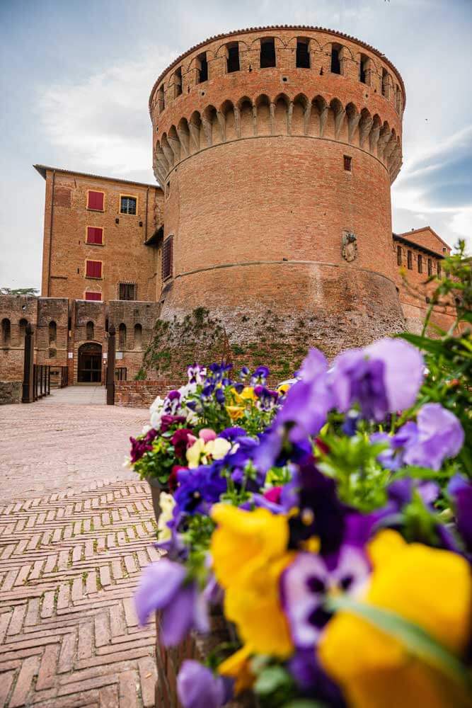 torre del castello con fiori